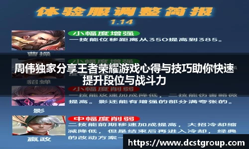 周伟独家分享王者荣耀游戏心得与技巧助你快速提升段位与战斗力
